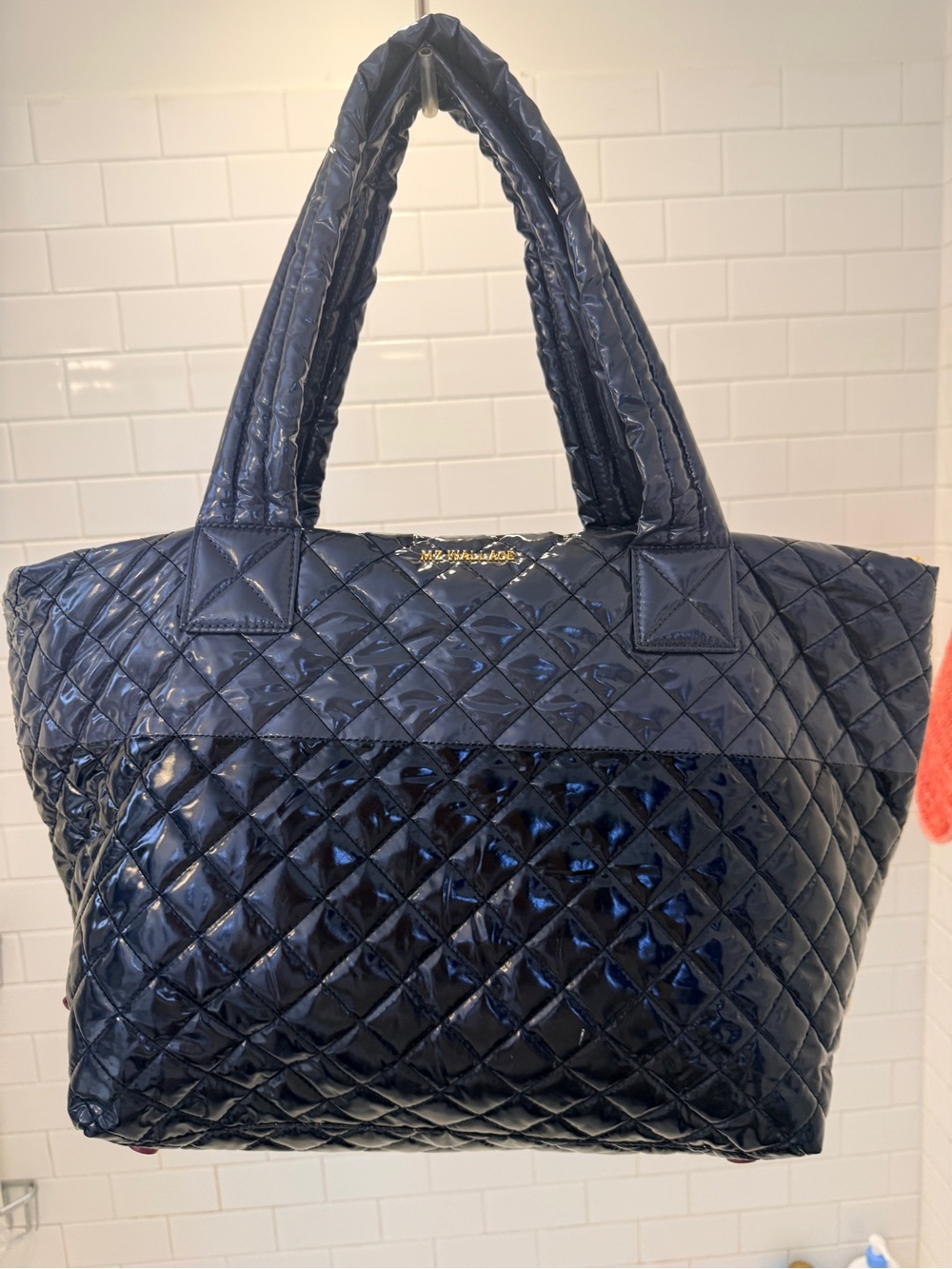 MZ Wallace Large Metro Tote – Navy Lacquer Quilted Patent Nylon